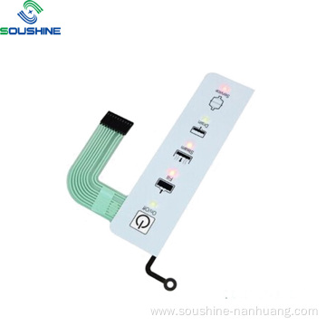 White overlay curve cable membrane switch empty pin